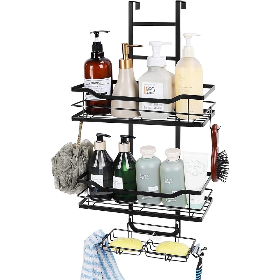 3 Tier Freestanding Shower Caddy Matte Black  Shower caddy, Corner shower  caddy, Large storage baskets