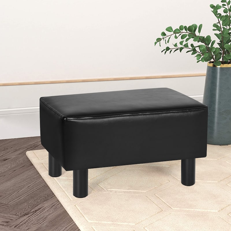 Adeco Rectangle Footrest Ottoman Faux Leather Foot Stool