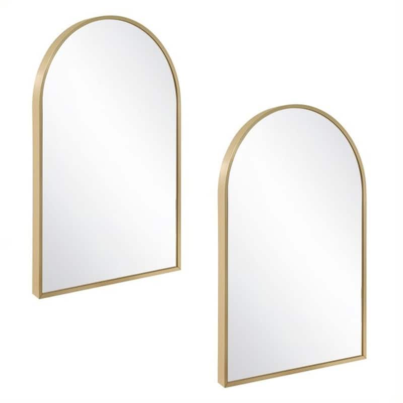 Modern Metal Framed Maeve Arched Wall Accent Mirror - 2 Pack - Gold