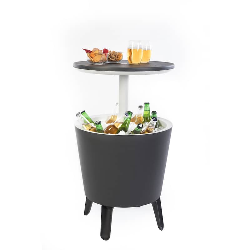 Keter Cool Bar Indoor Outdoor Patio Beverage Cooler and Bar Pop-Up Side Table