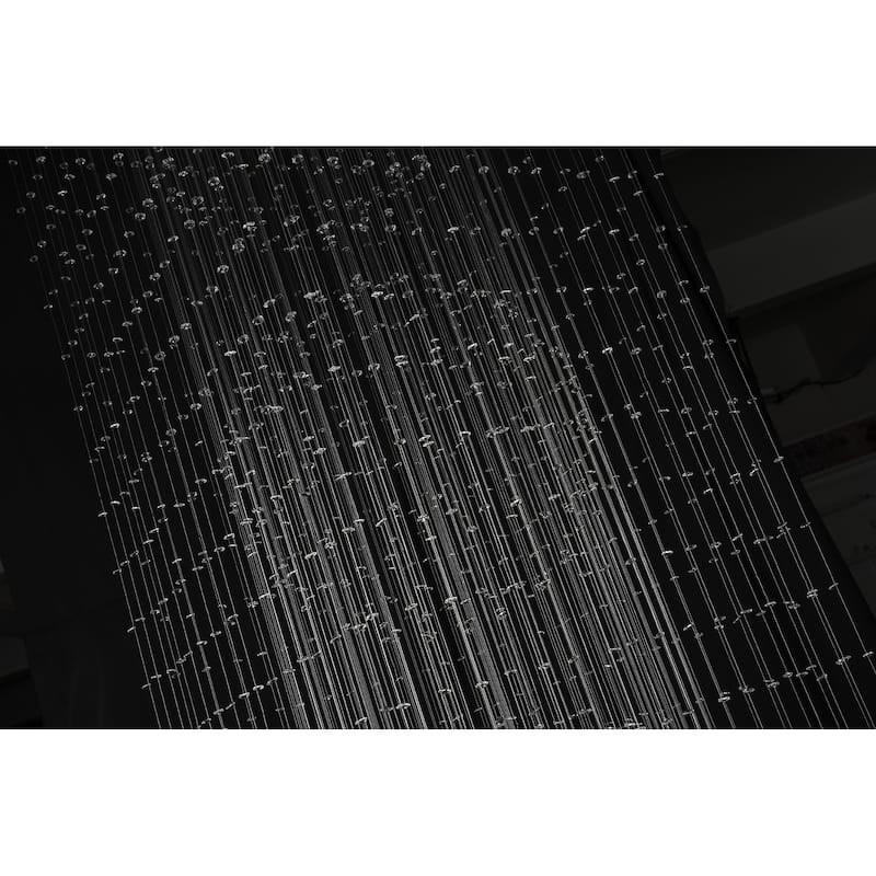 12-Light Chrome Chandelier With Clear Hanging Crystals And Beads