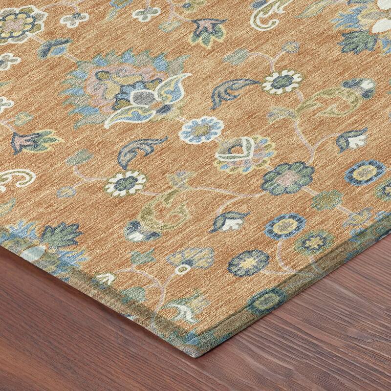 Machine Washable Indoor/ Outdoor Traditional Basalt Chantille Rug