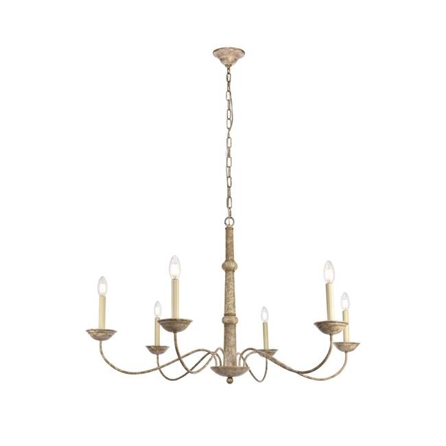 Elegant Lighting Merritt 6 Light 39-13/16" Wide Taper Candle - Weathered Dove