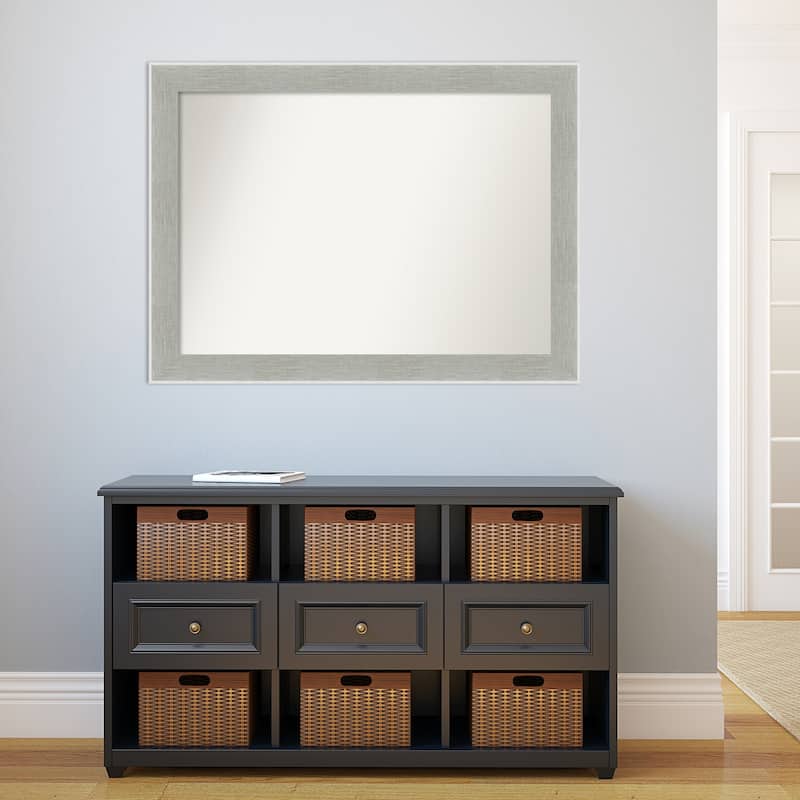 Non-Beveled Bathroom Wall Mirror - Glam Linen Grey Frame