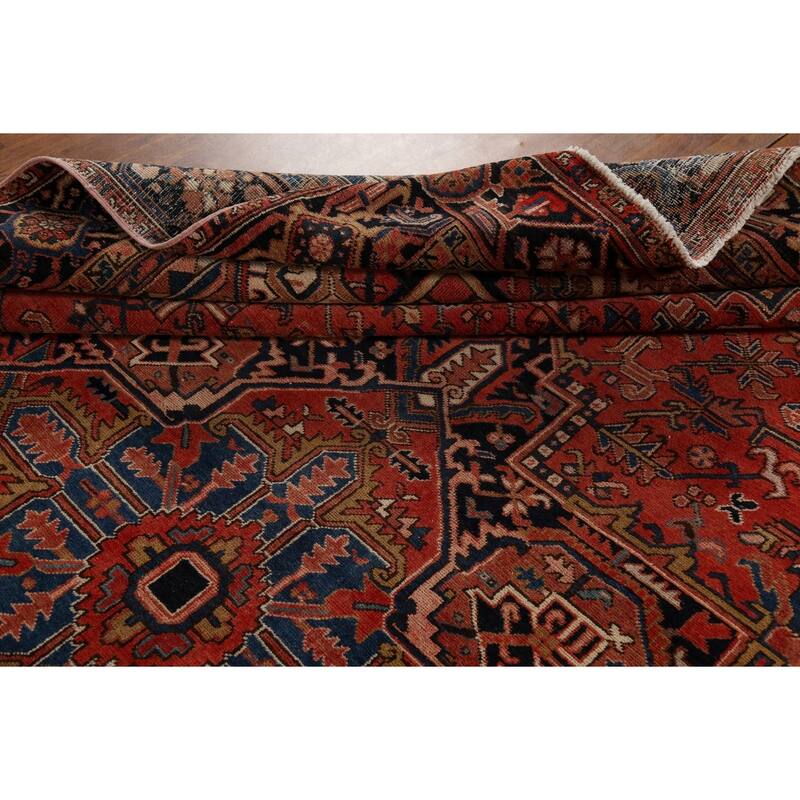 Geometric Heriz Persian Antique Area Rug Handmade Wool Carpet - 10'0"x 13'2"