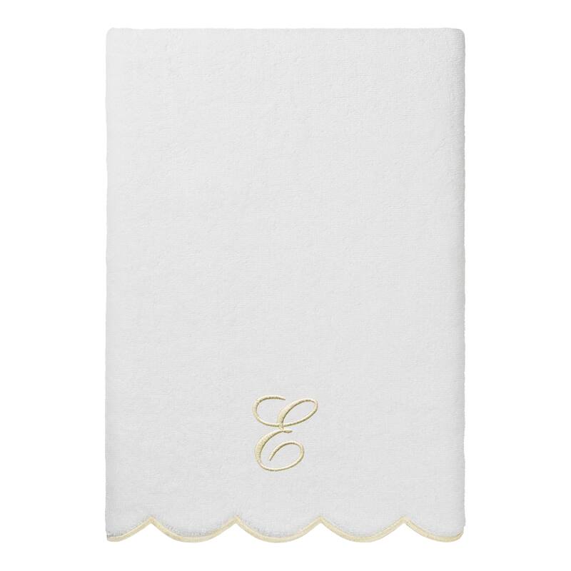 Authentic Hotel and Spa 100% Turkish Cotton Beige ADORNIA Scallop Personalized 3 Piece Towel Set - 3 Piece Set