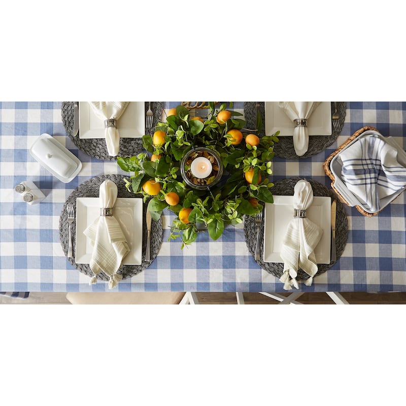 DII Stonewash Blue Buffalo Check Tablecloth
