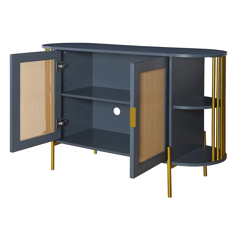 47.2''W 2-Door Elegant Curved Dining Cabinet - N/A