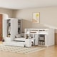 preview thumbnail 2 of 16, Twin Wooden Bunk Bed with Trundle, Cabinet, Wardrobe, Desk and Drawers, White