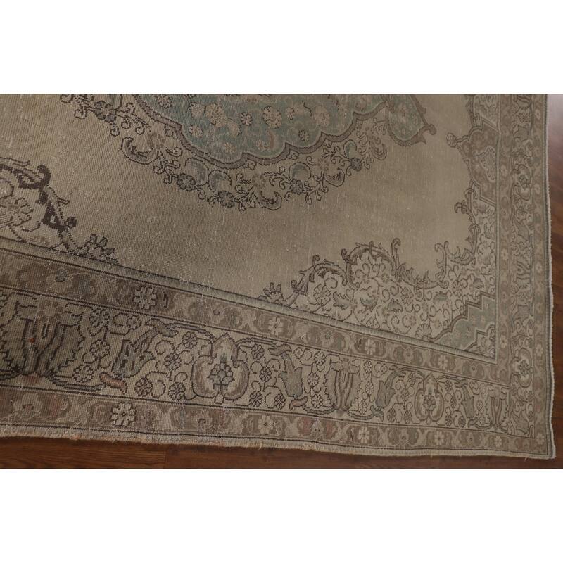 Distressed Tabriz Persian Area Rug Handmade Wool Carpet - 7'9"x 11'3"