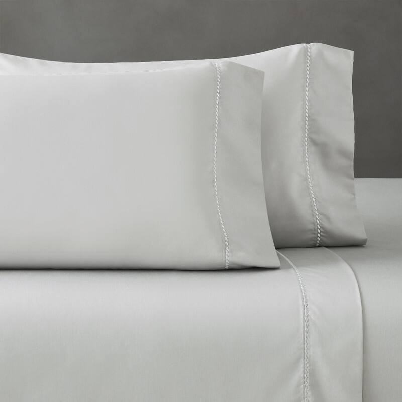 Superior Imperia Cotton Blend Embroidered 600 Thread Count Pillowcases, Set of 2 - King - Platinum