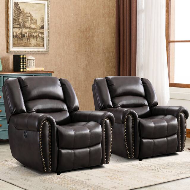 Breathable Bonded Leather Electric Power Recliner Chair - Brown