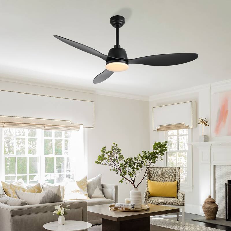 Aldrin 52" 1-Light Industrial Iron/Plastic Mobile-App/Remote-Controlled 6-Speed Propeller LED Ceiling Fan, by JONATHAN Y