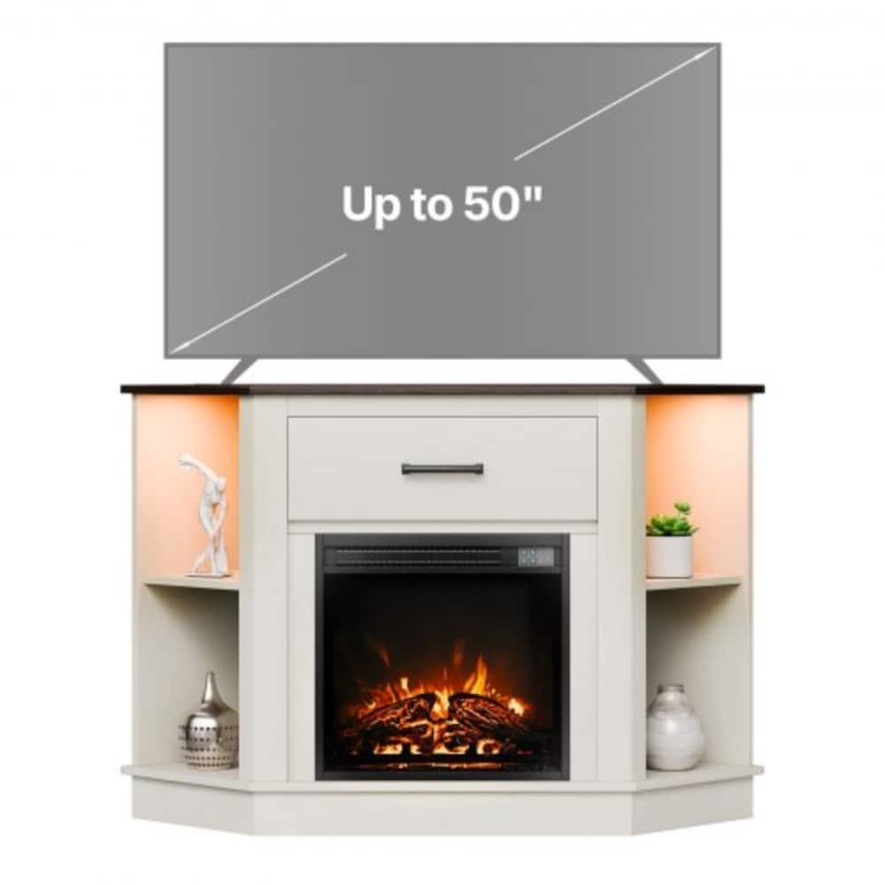 50" TV Stand with Electric Fireplace and Temperature Control LED Lighting Storage Drawers - 47.24” x 20.08” x 31.89”