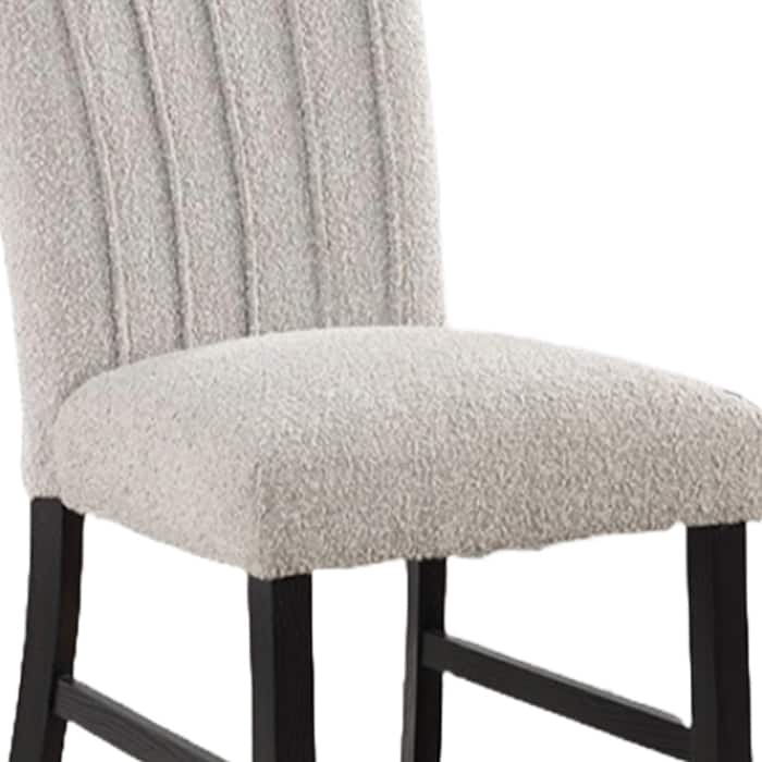 Reo Dining Side Chair Set of 2, Vertical Tufted Gray Boucle, Black