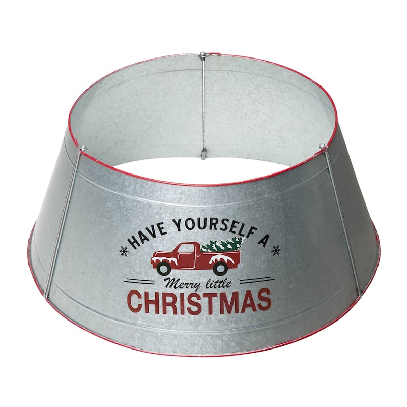 Glitzhome 40.5"D Galvanized Metal Christmas Truck Tree Collars