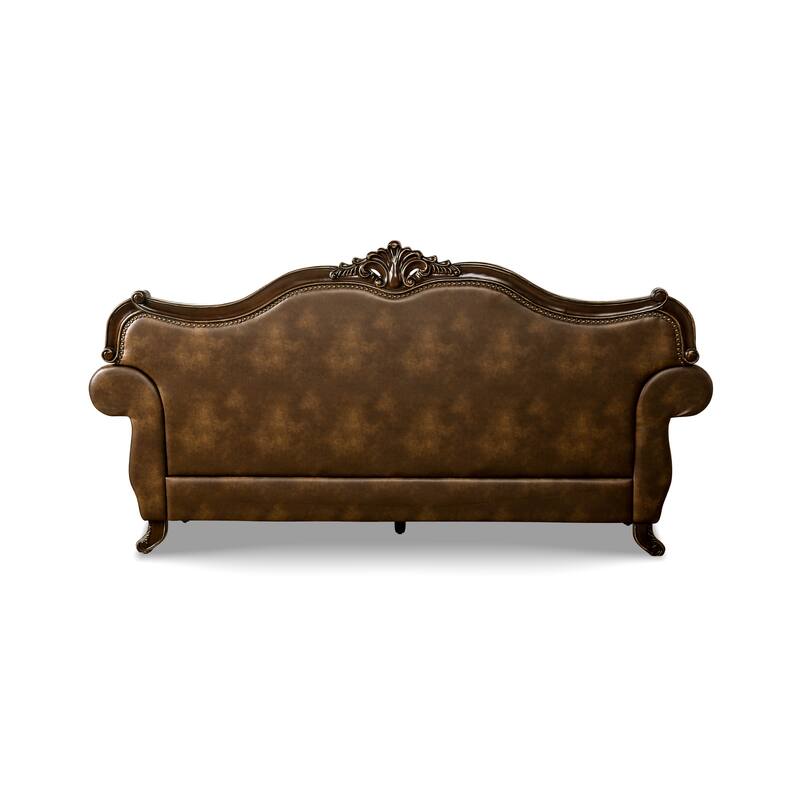 Furniture of America Beatrice Traditional 3-Piece Formal Brown Tufted Sofa Set