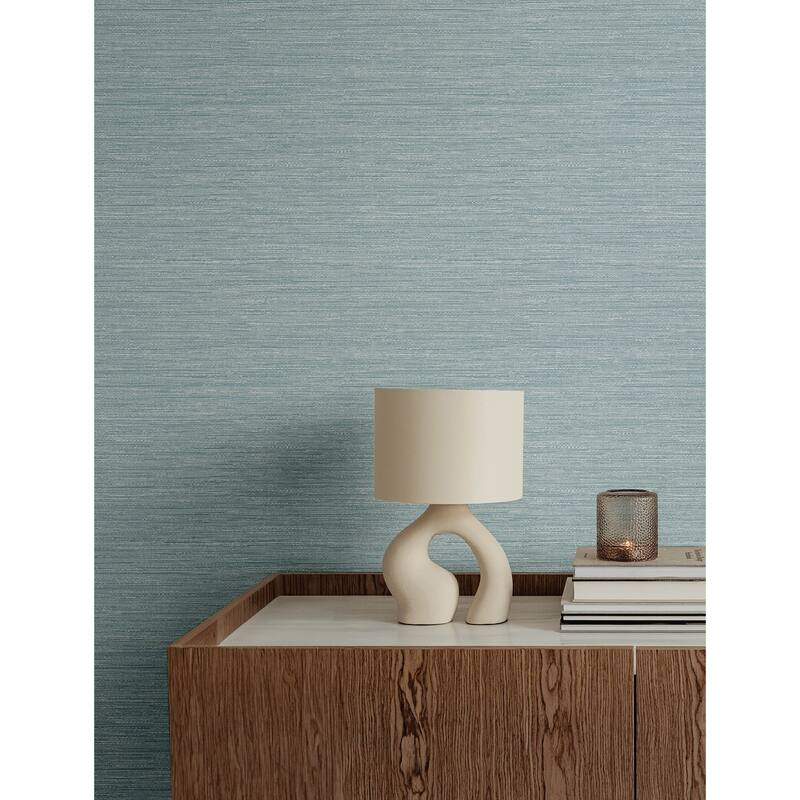 A-Street Prints Sheehan Light Blue Faux Grasscloth Wallpaper
