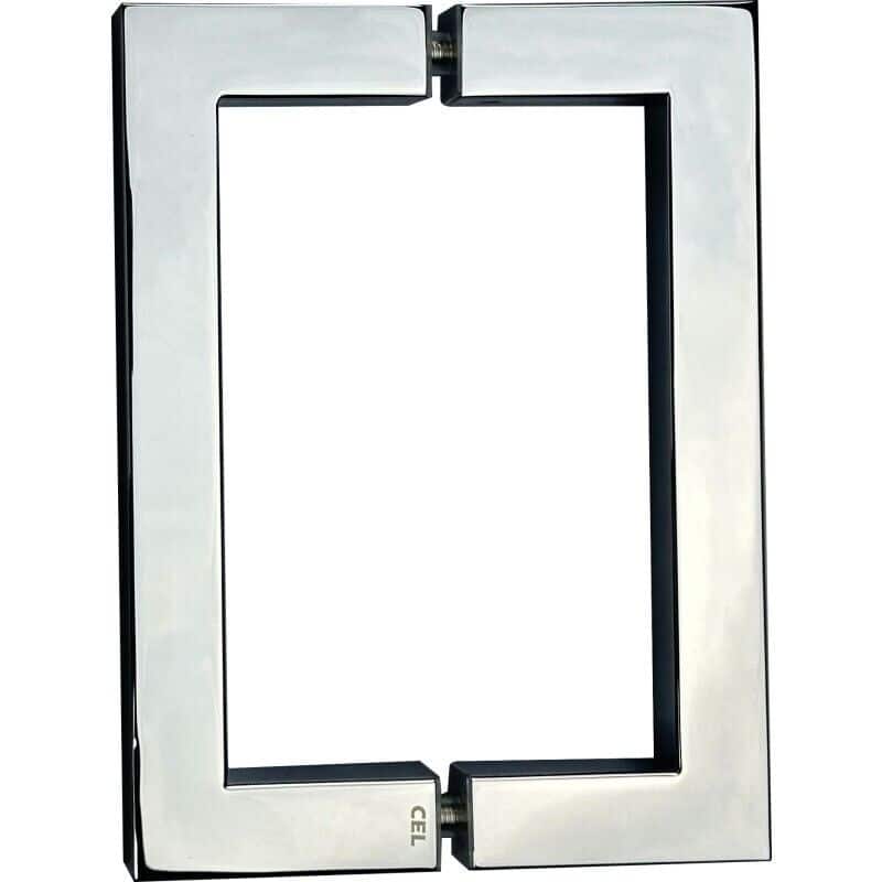 CEL 6"x 6" Square Tubing Back-to-Back Pull Handle for shower door - Polished Chrome