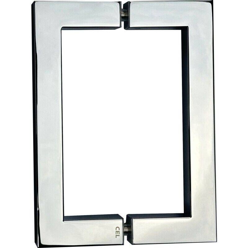 CEL 8"x 8" Square Tubing Back-to-Back Pull Handle for shower door - Polished Chrome