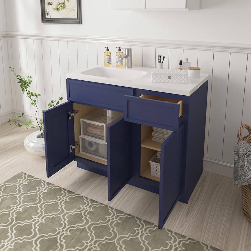 Vanity Art 39" Oak Freestanding Bathroom Vanity Cabinet without Top