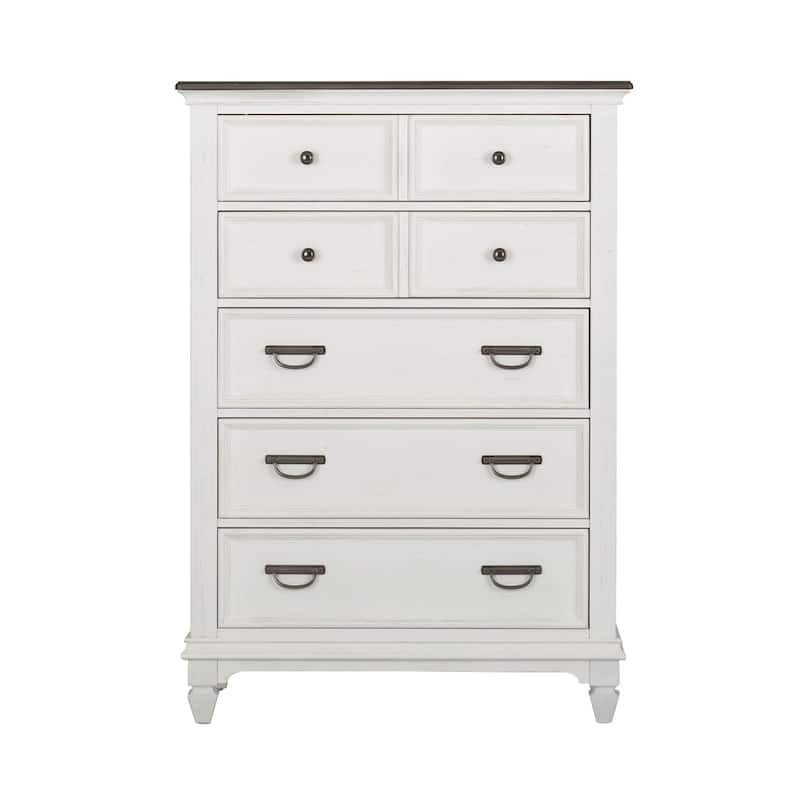 Copper Grove Allyson Park Wirebrushed White Charcoal 5 Drawer Chest