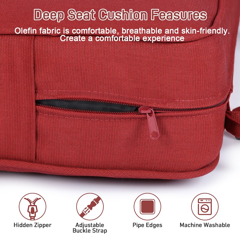 Aoodor Outdoor Deep Seat Chair Cushion Set (2 Back 2 Seater 2 Pillow)