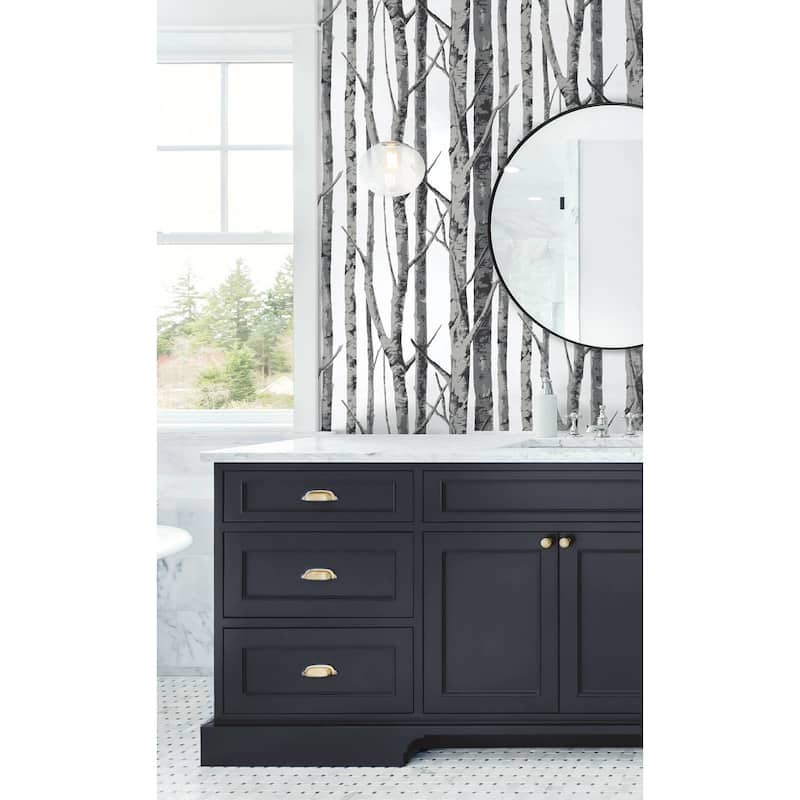 NextWall Birch Trees Peel and Stick Removable Wallpaper - 20.5 in. W x 18 ft. L