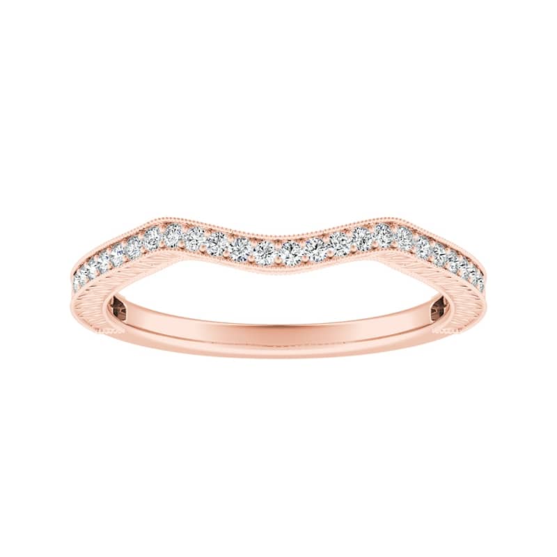 Auriya 1/8ctw Vintage Curved Diamond Wedding Band 14k Gold