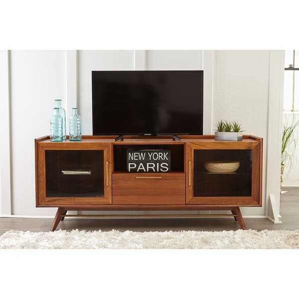 slide 1 of 1, Rye Studio Waldorf Walnut Mid Century Modern Media TV Cabinet