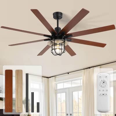 Large 66 Ceiling Fan with Light and Remote Low Profile Modern Fan Light 8 Blades Farmhouse Ceiling Fan - 66 inch