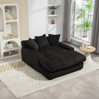 COOLMORE Corduroy lazy sofa With 3 back pillows,Comfy Sofa- Deep Seat Couch for Living Room