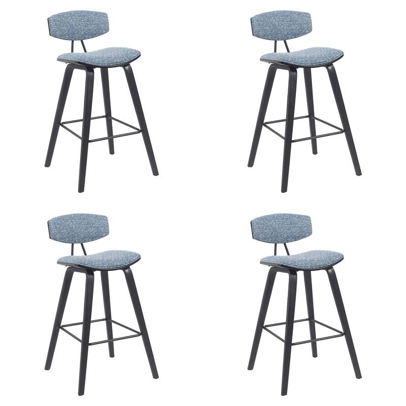 Fox Mid-Century Bar Stool, Upholstered Counter Height Chair with Bentwood Legs