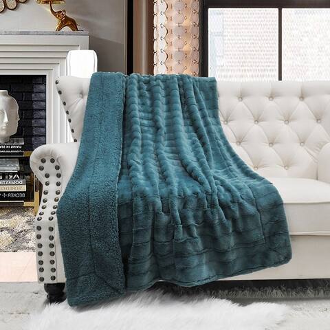Solid Color Super Mink FauxFur Throw with Sherpa Backing