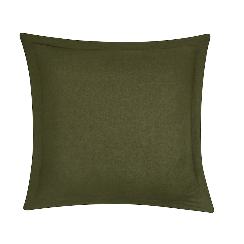 Brooklyn Loom Flax Linen Euro Sham - COVER ONLY - Olive Green
