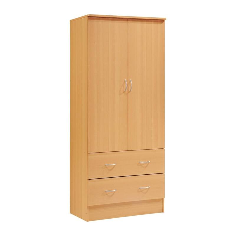 71.5" Beech Beige Armoire with Drawers and Clothing Rod