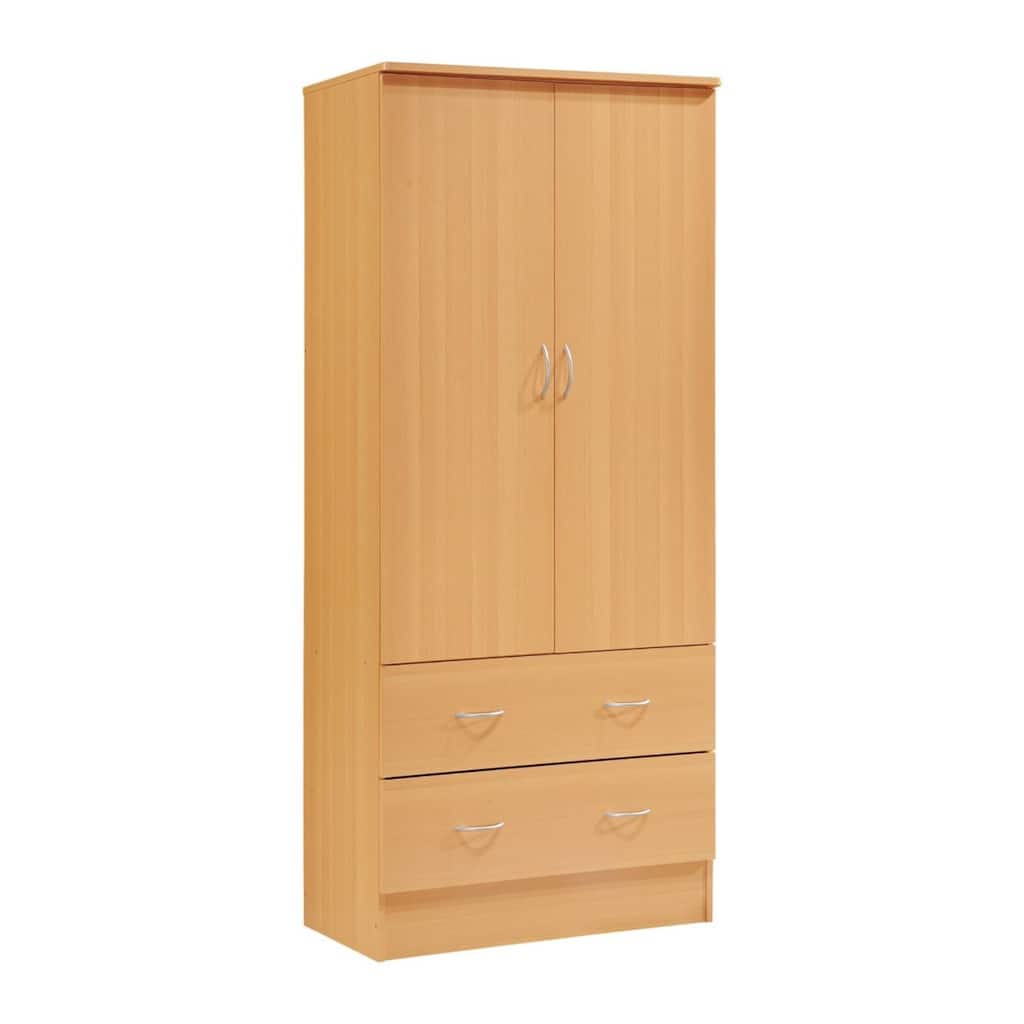 71.5" Beech Beige Armoire with Drawers and Clothing Rod