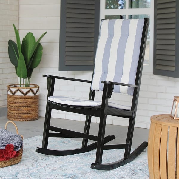 slide 2 of 14, Cambridge Casual Alston Wood Outdoor Rocking Chair Black/With Cushion
