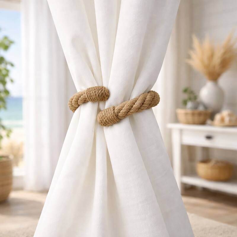 Elegant Rope Curtain Tie Backs Decorative Holdbacks - 1 Tieback - Jute