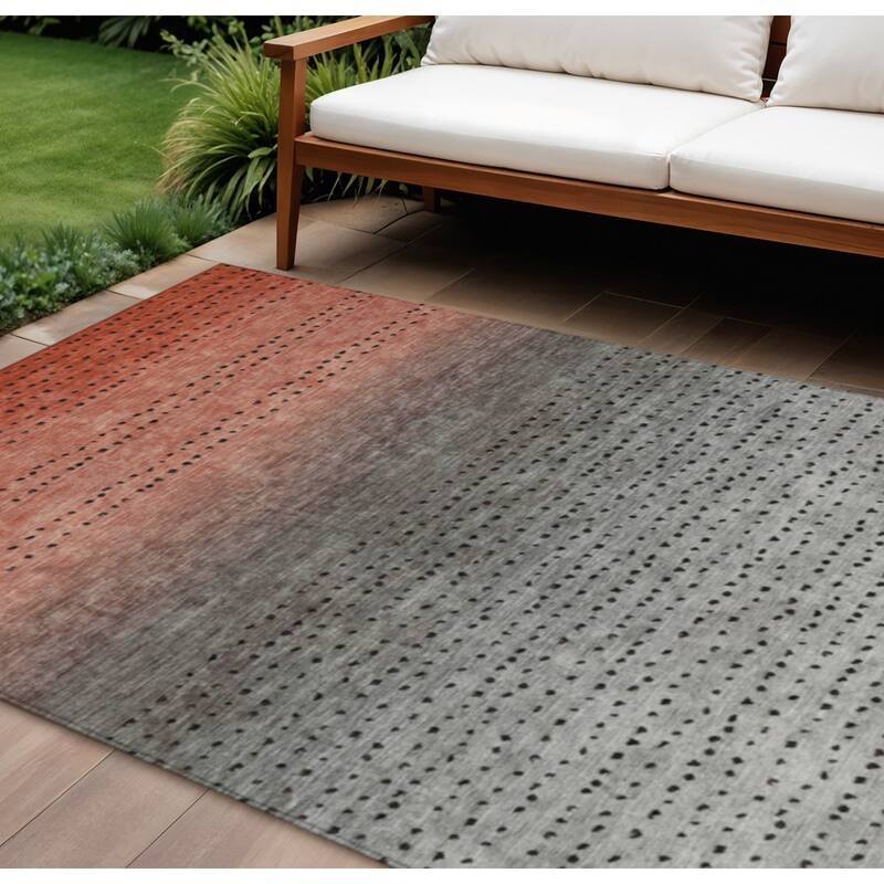 HomeRoots Abstract Transitional Rectangle Outdoor Rug - 9' X 12'
