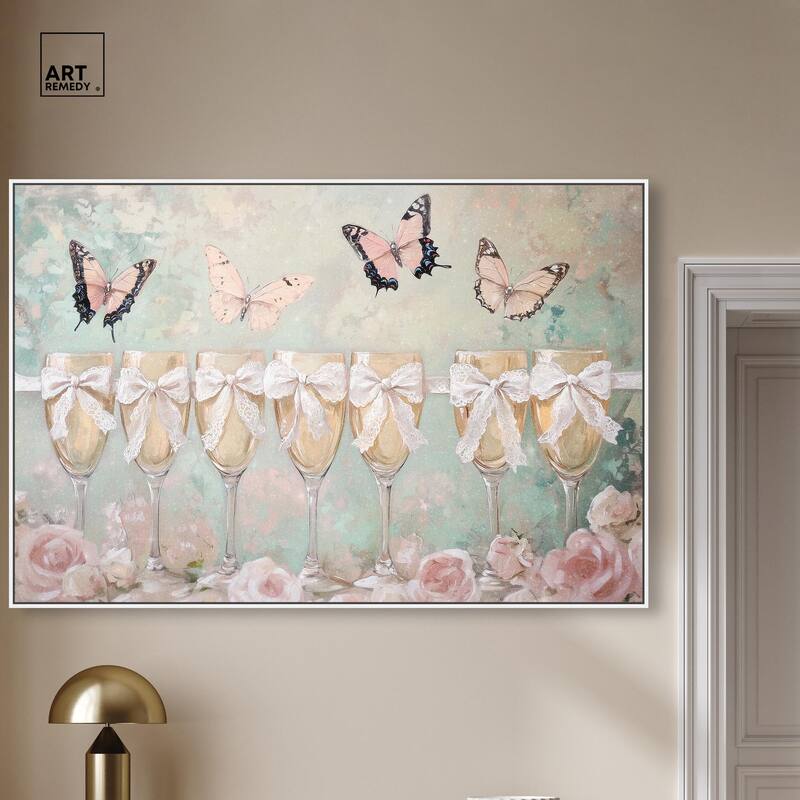 Champagne Mint and Pink Glass Canvas by Art Remedy