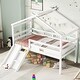 preview thumbnail 3 of 17, Modern Twin Low Loft House Kids Bed with Slide,Ladder,Guardrails,Roof