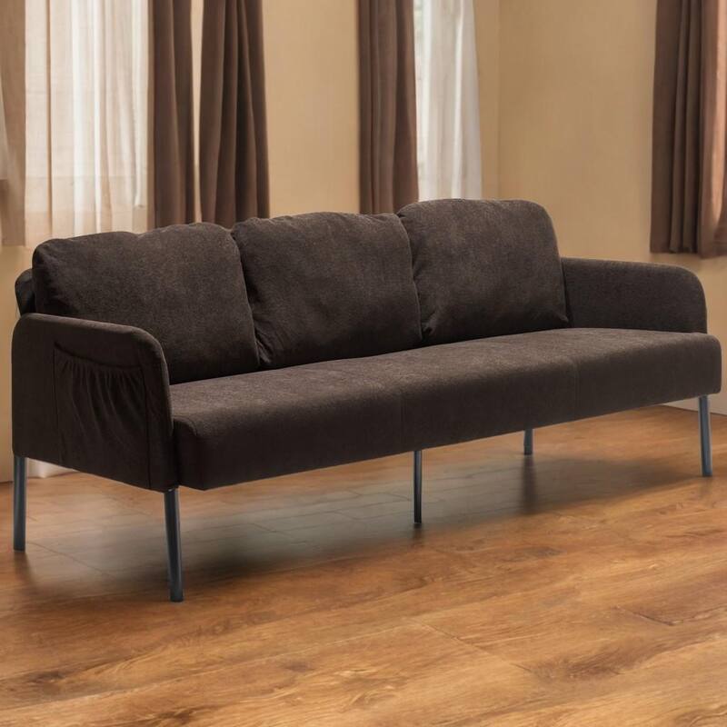 3 Seater Polyester Fabric Sofa, Modern Upholstered Sofa, Comfy Small Couches for Small Space Living Room, Bedroom, Office