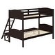 preview thumbnail 17 of 25, Elegant Twin over Full Bunk Bed with Camelback Headboard, Angled Ladder, Guardrails & Mission-Style Design