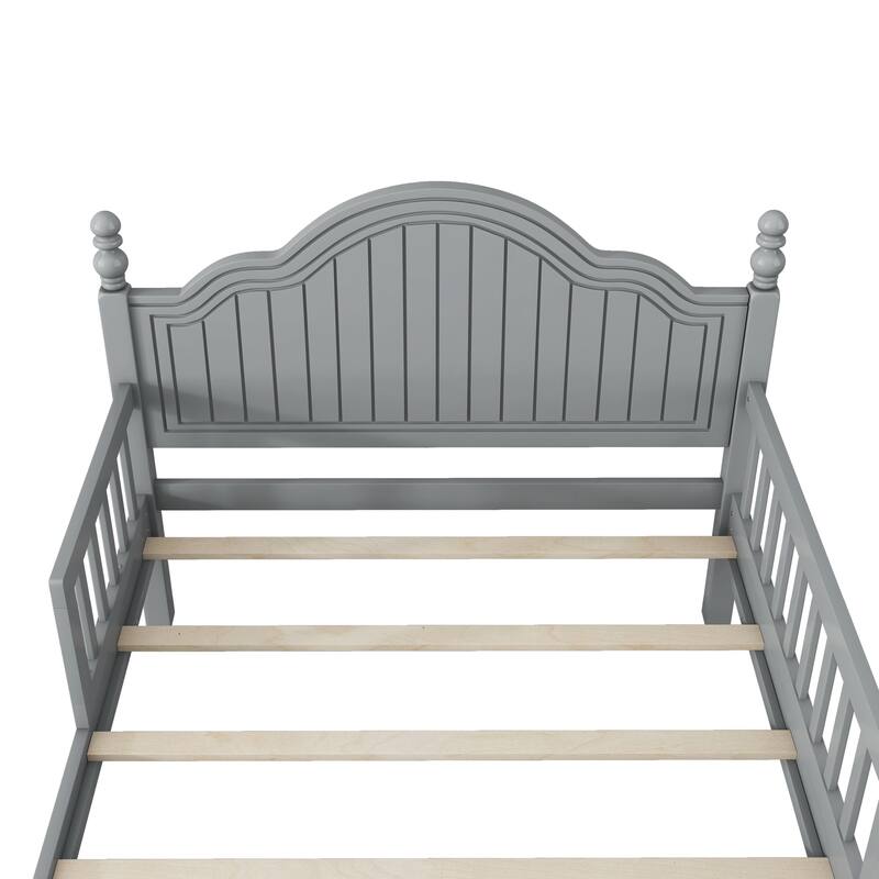 Twin Size Bed For Kids, Wood Twin Platform Bed with Headboard and Footboard, White
