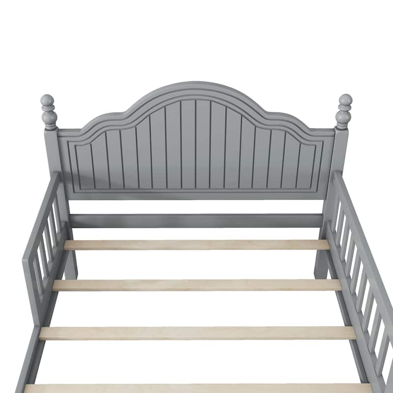 Twin Size Bed For Kids, Wood Twin Platform Bed with Headboard and Footboard