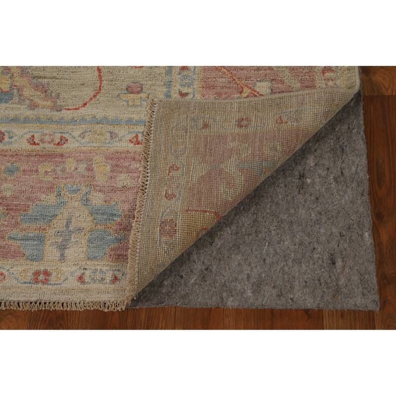 Vegetable Dye Oushak Turkish Area Rug Floral Handmade Wool Carpet - 6'1"x 8'10"