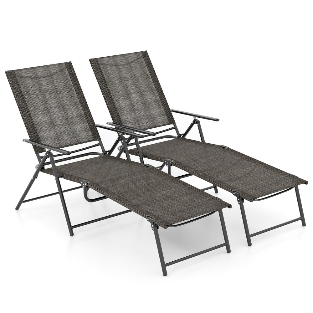 Costway 2 Piece Patio Folding Chaise Lounge Chairs with 6-Level - See Details
