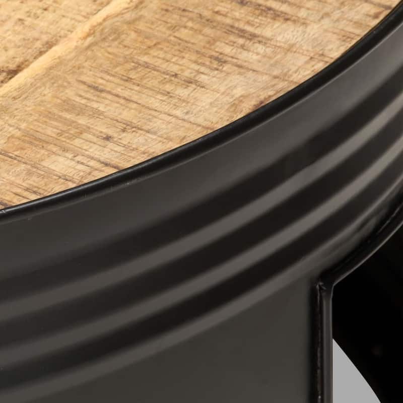 vidaXL Coffee Table Black 26.8"x26.8"x14.2" Solid Rough Mango Wood