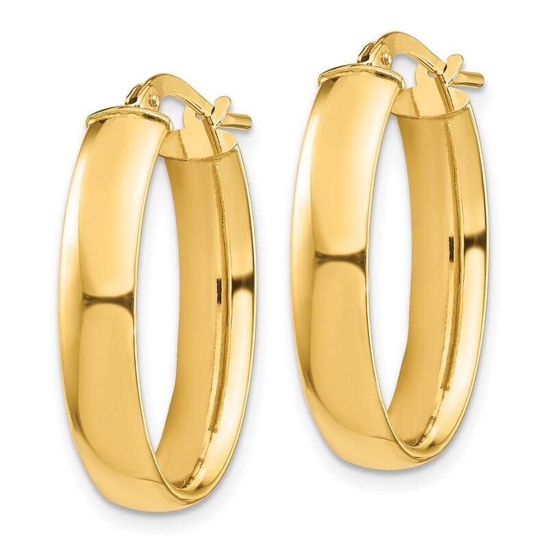 Curata 14k Yellow Gold High Polished Oval Hoop Earrings - 25.35x16.77mm
